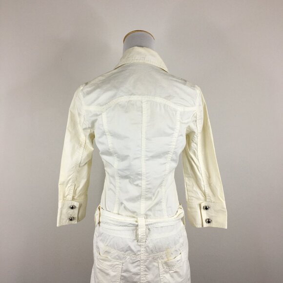 COMME CA ISM Ivory Belted 3/4-Long Sleeve Button Dress - Picture 11 of 16